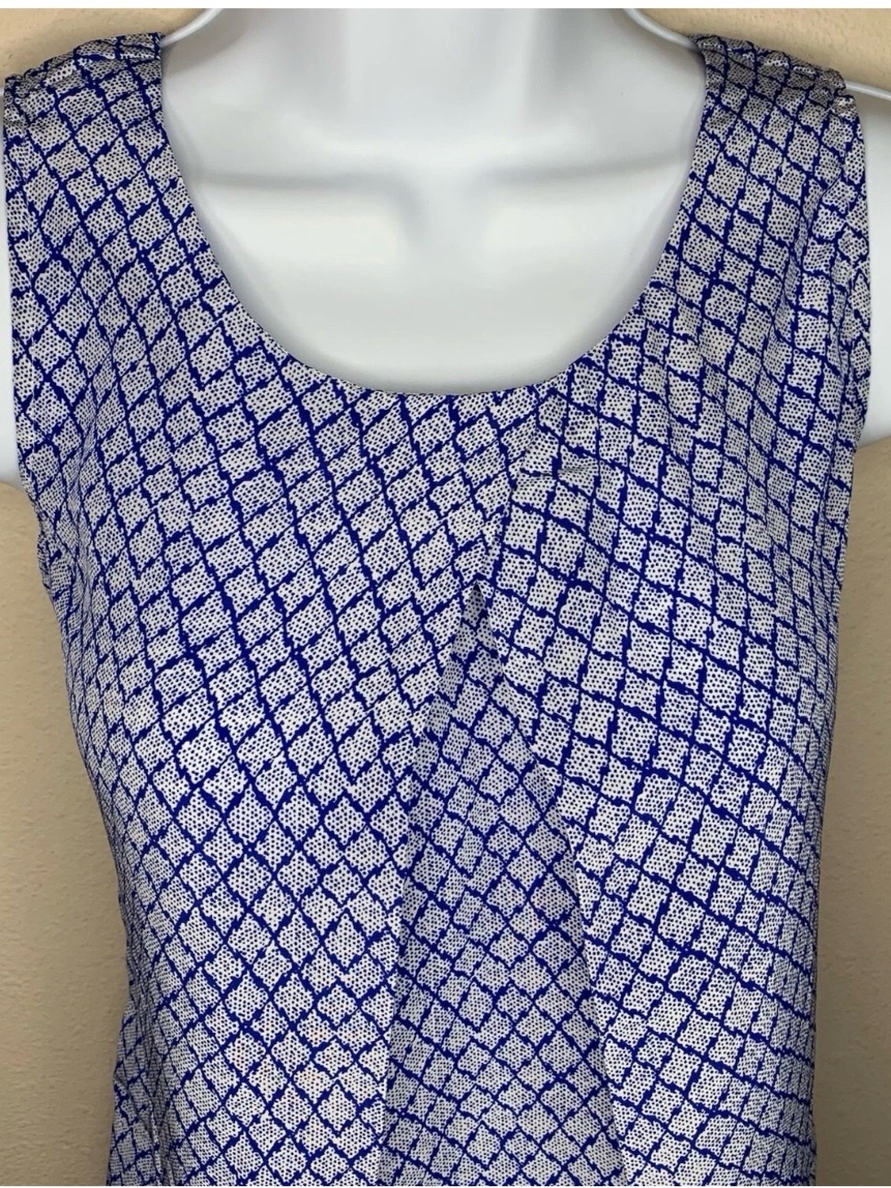Silk Blue Geometric Print Women's Top